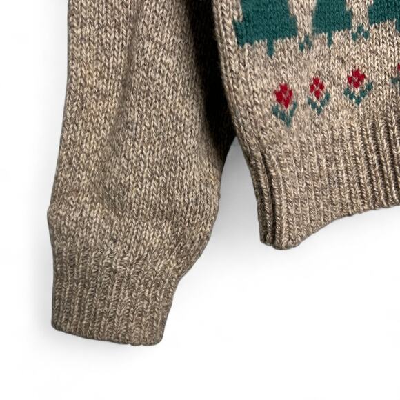 Vintage 80s LLBean Puffin Oatmeal Wool Knit Novelty Crewneck Pullover Sweater - Picture 5 of 11